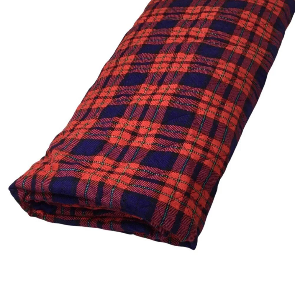 Pre-quilted Double Sided Fabric Red Blue Plaid & Black 60